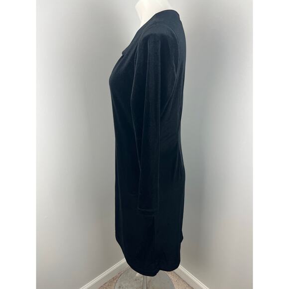 J.McLaughlin Ellie Black Long Sleeved Velour Velvet Bow Dress Large - Picture 2 of 5